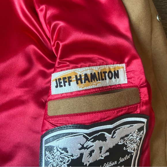 Jeff Hamilton Men's NBA Collage Wool Leather Jacket Brown Size XL SIGNED NEW - Picture 8 of 14